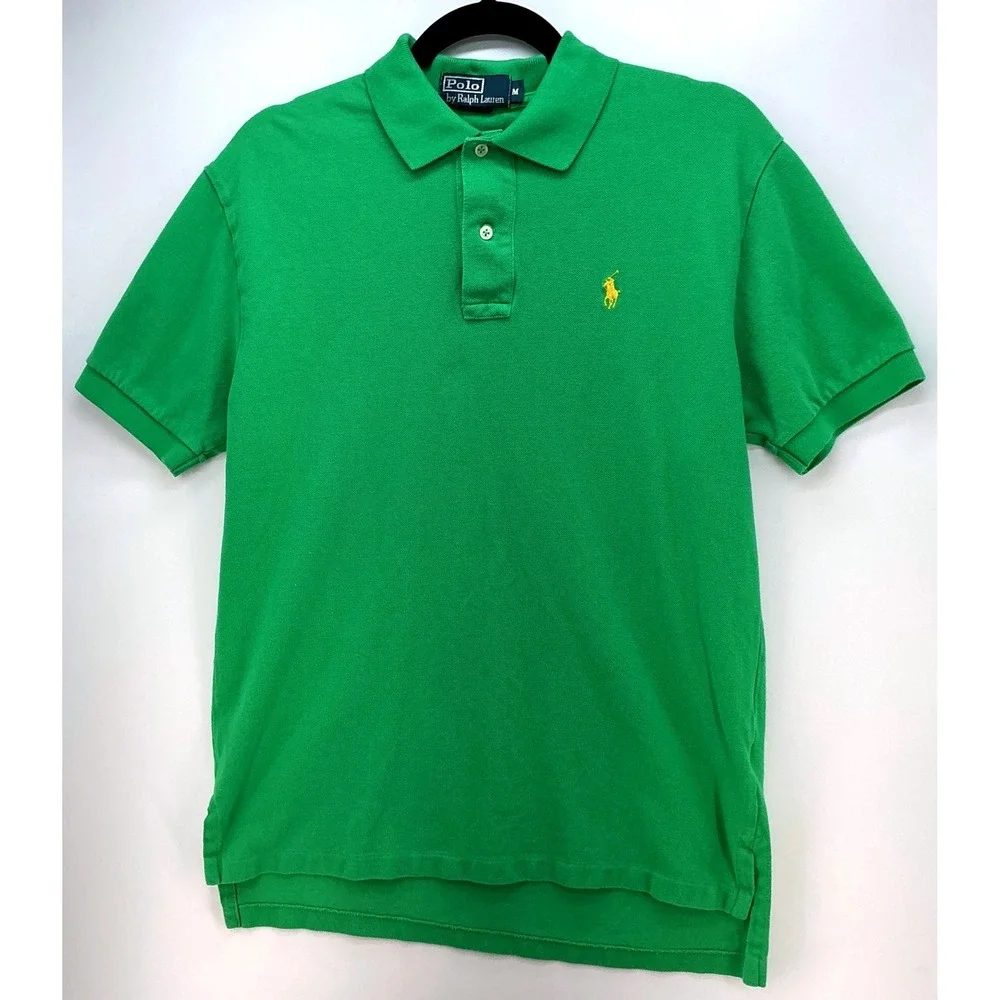 Polo Ralph Lauren Kelly Green Polo Yellow Pony Sz‎ M Classic Preppy Ivy League